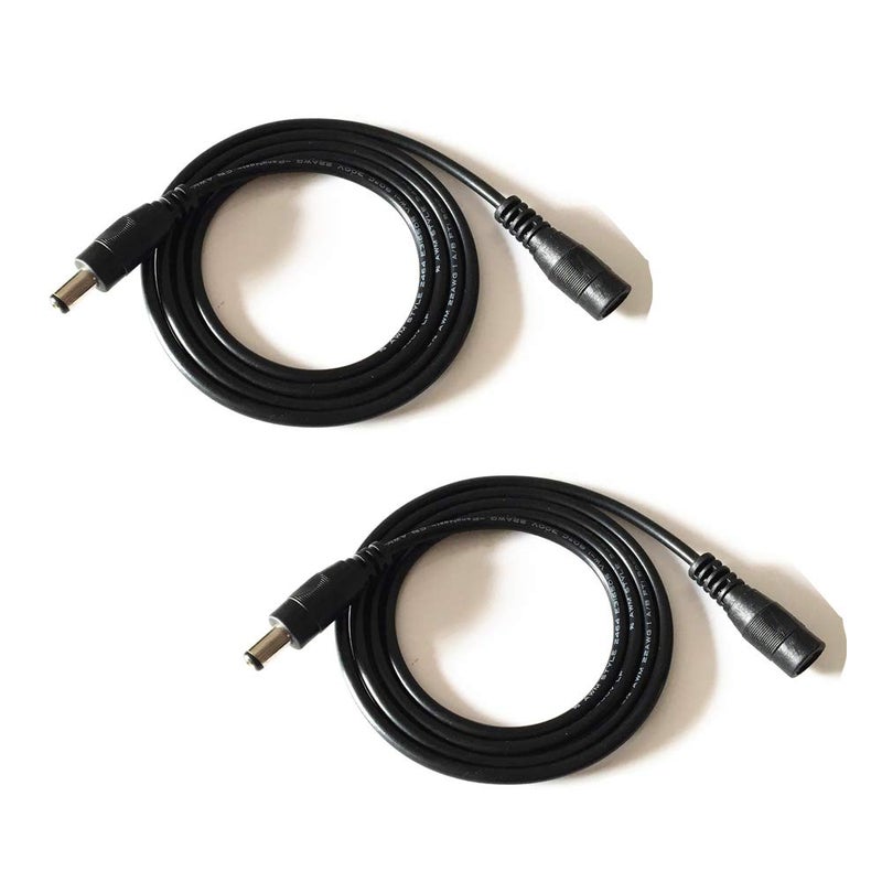 HUALAND 2PCS 3.28ft Black 5.5mm x 2.1mm DC Plug Extension Cable for Power Adapter 12v dc Extension 5.5mm x 2.1mm Extension 22AWG - Image 1
